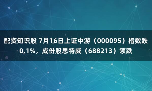 配资知识股 7月16日上证中游（000095）指数跌0.1%，成份股思特威（688213）领跌